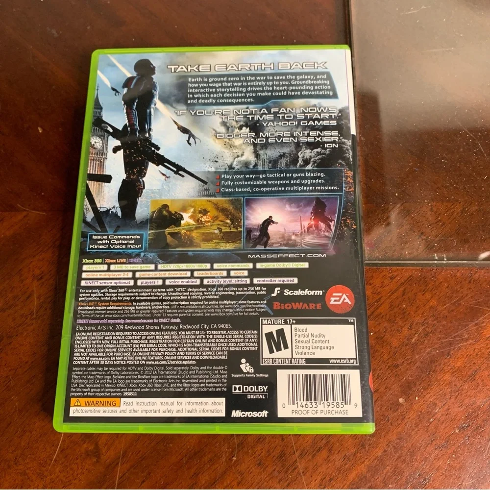 XBOX 360 Mass Effect 3 Dual Disc Video Game